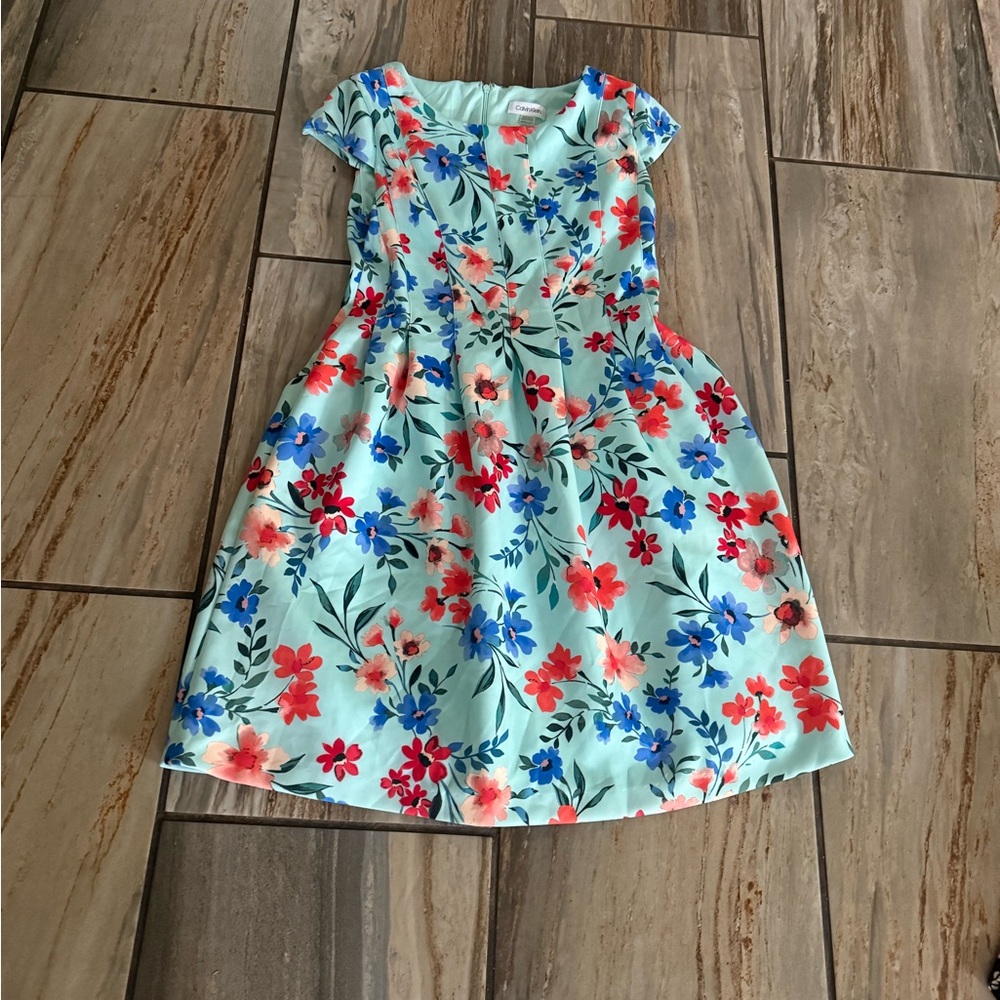 Calvin Klein Kids Floral Dress in Blue and Red